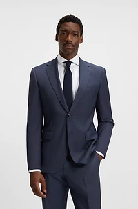Regular-fit suit micro-patterned wool