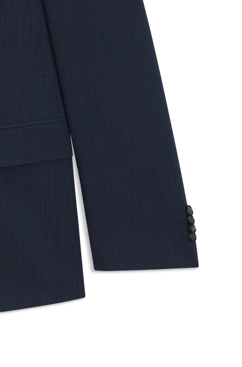 Slim-fit suit micro-patterned stretch fabric