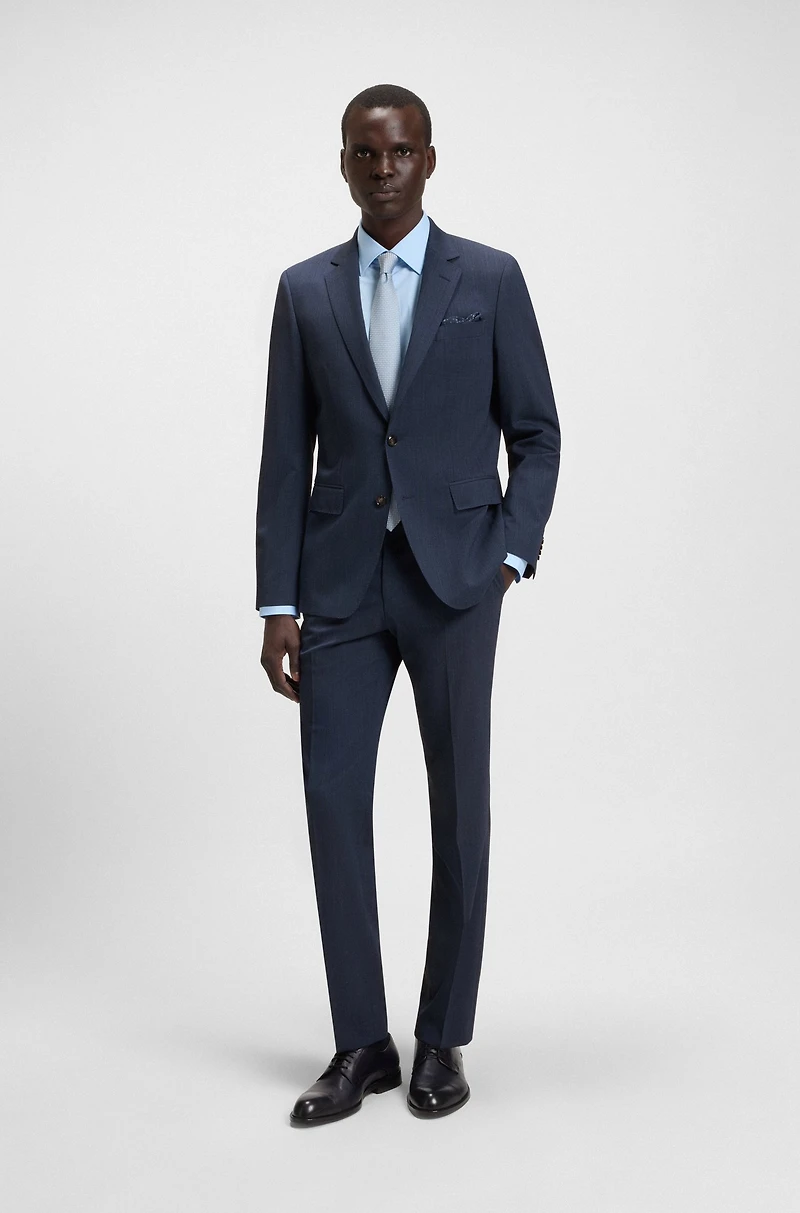 Slim-fit suit micro-patterned stretch fabric