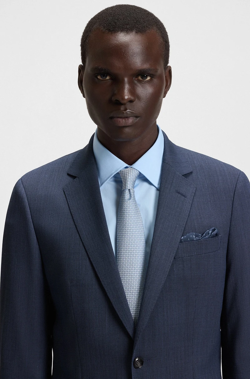 Slim-fit suit micro-patterned stretch fabric