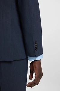 Slim-fit suit micro-patterned stretch fabric