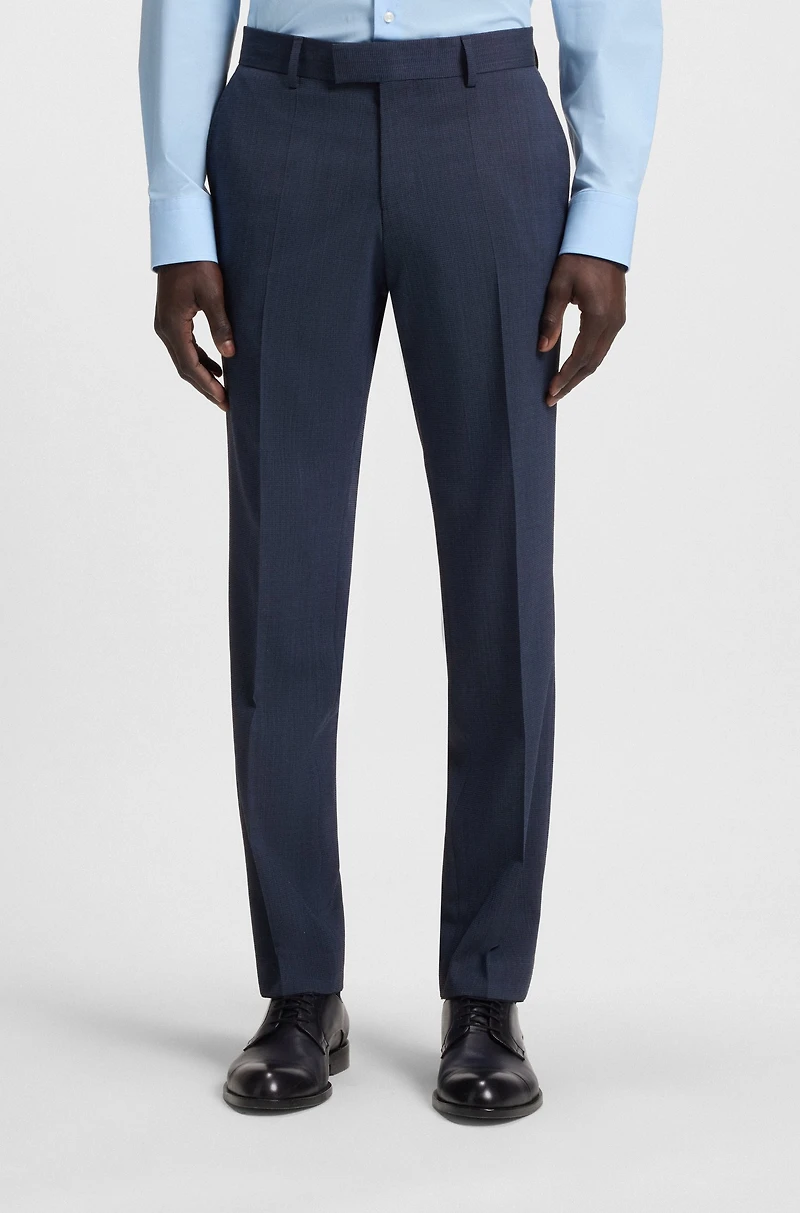 Slim-fit suit micro-patterned stretch fabric