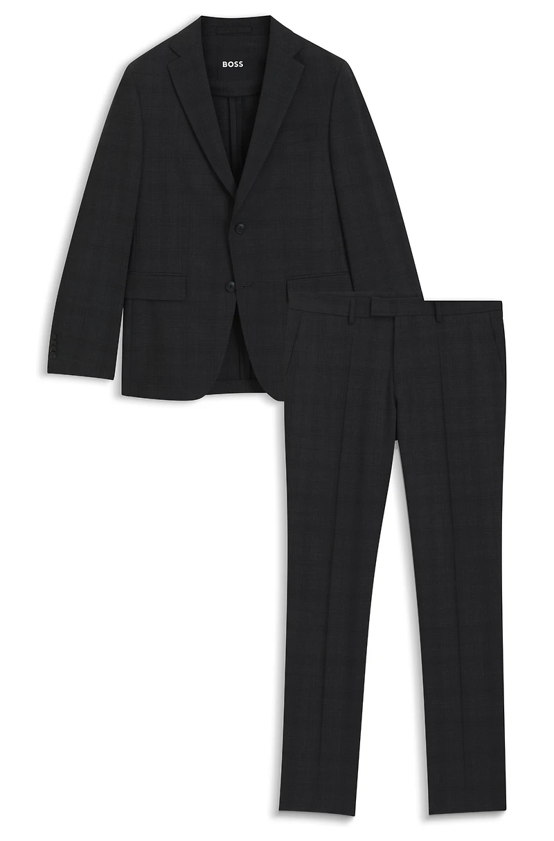 Slim-fit suit checked crease-resistant stretch wool