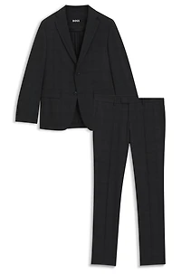 Slim-fit suit checked crease-resistant stretch wool
