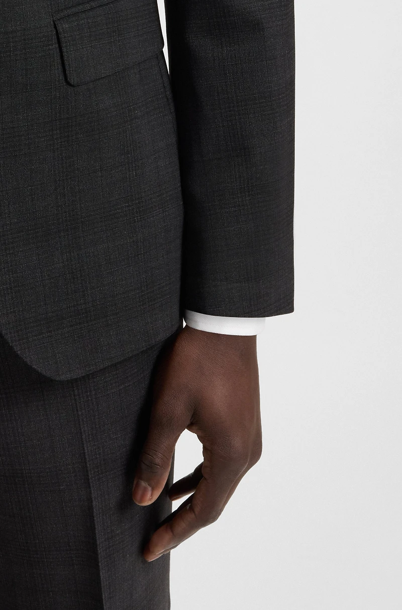 Slim-fit suit checked crease-resistant stretch wool