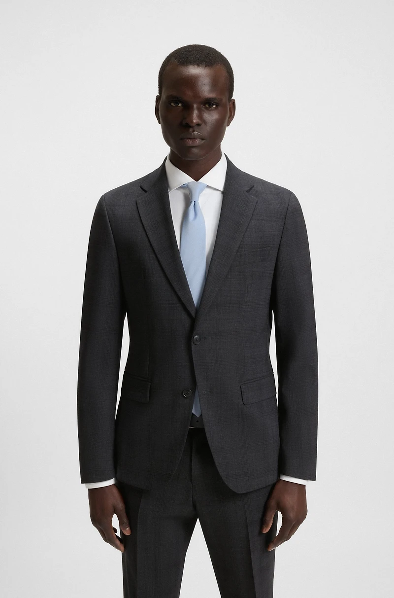 Slim-fit suit checked crease-resistant stretch wool