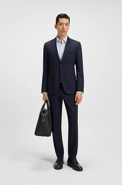 Checked slim-fit suit stretch wool