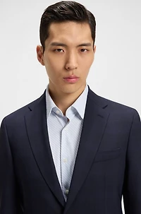 Checked slim-fit suit stretch wool