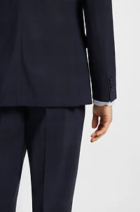 Checked slim-fit suit stretch wool
