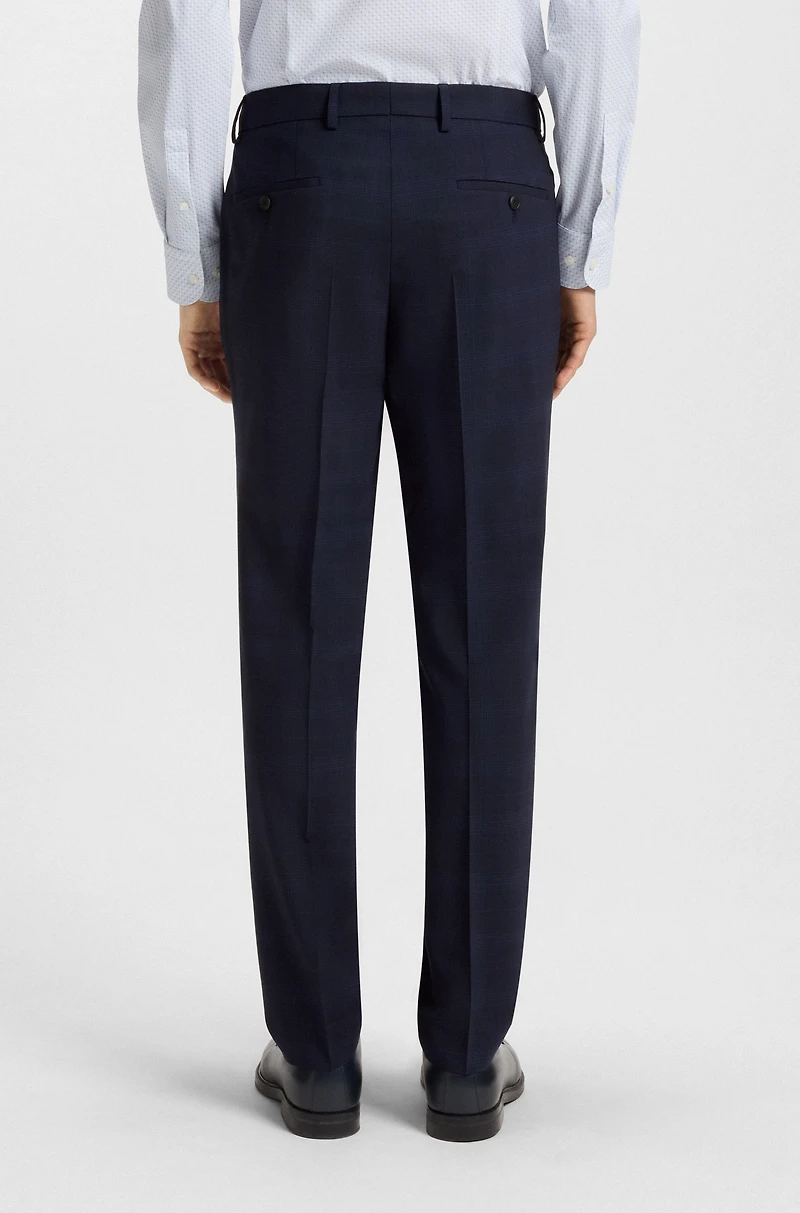 Checked slim-fit suit stretch wool