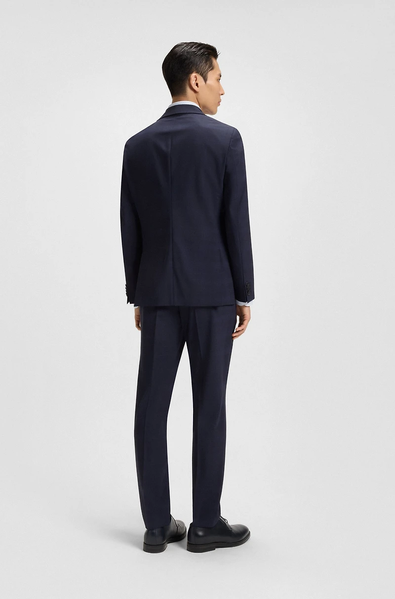 Checked slim-fit suit stretch wool