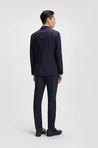 Checked slim-fit suit stretch wool