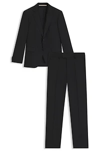 Slim-fit suit micro-patterned stretch wool
