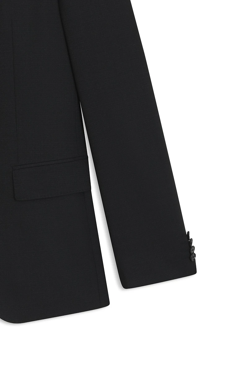 Slim-fit suit micro-patterned stretch wool