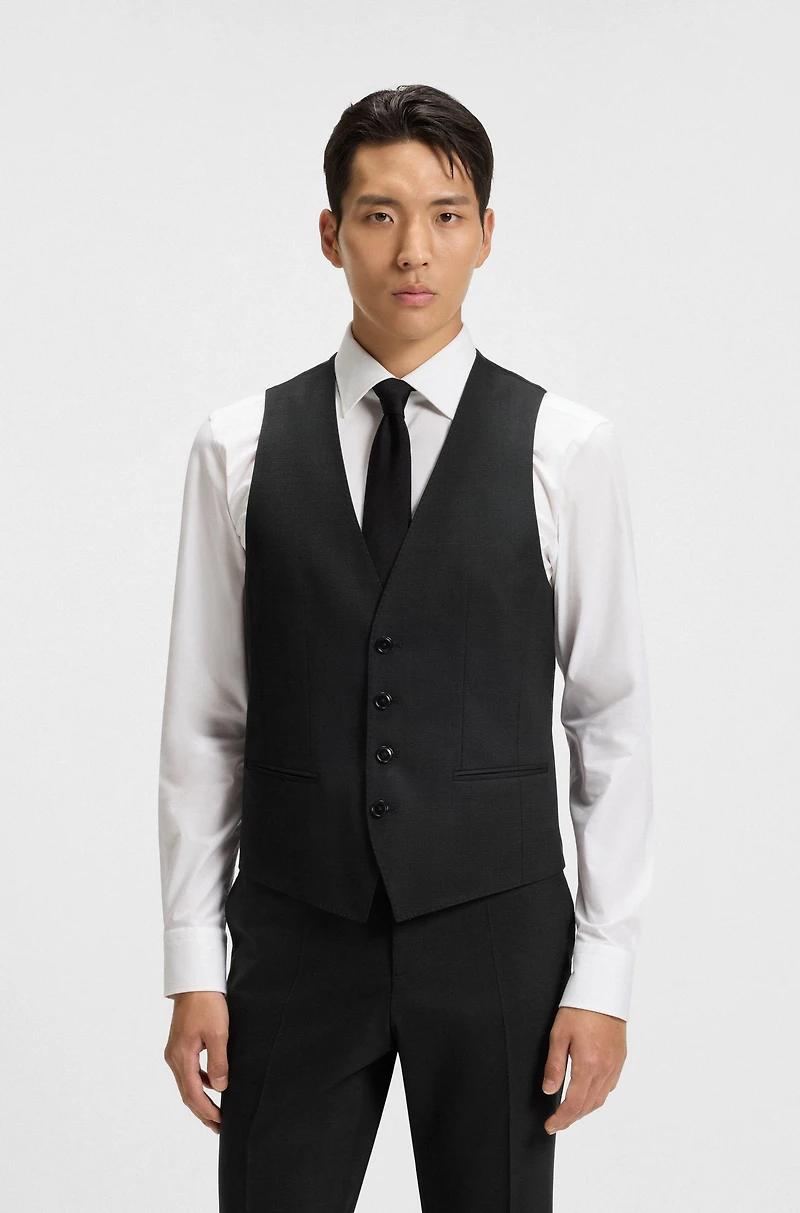 Slim-fit suit micro-patterned stretch wool
