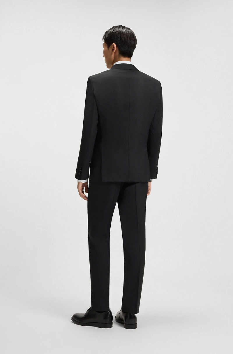Slim-fit suit micro-patterned stretch wool
