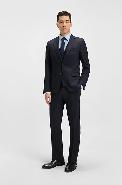 Micro-patterned slim-fit suit stretch wool