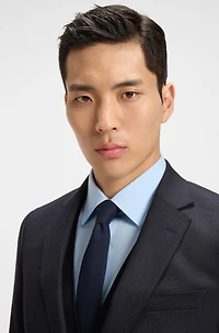 Micro-patterned slim-fit suit stretch wool