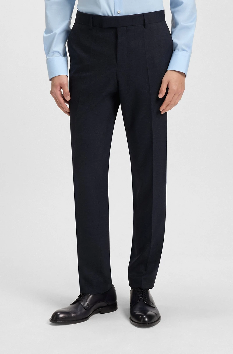 Micro-patterned slim-fit suit stretch wool