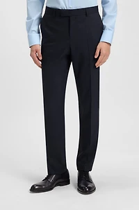 Micro-patterned slim-fit suit stretch wool