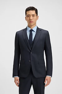 Micro-patterned slim-fit suit stretch wool