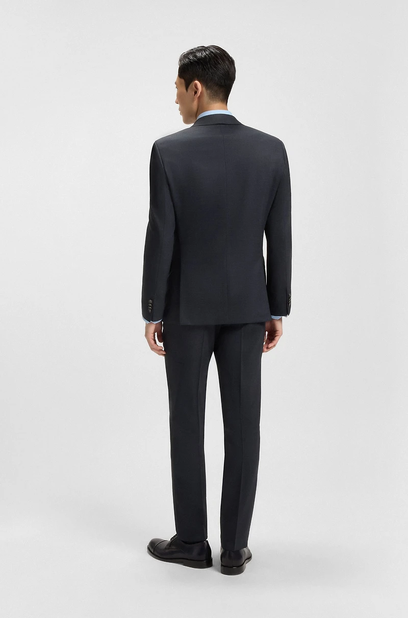 Micro-patterned slim-fit suit stretch wool