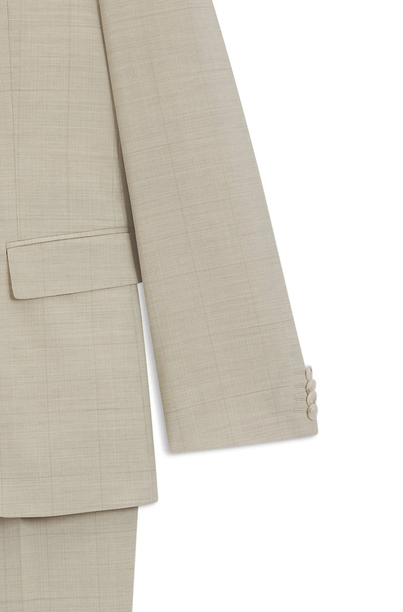 Slim-fit suit checked stretch wool