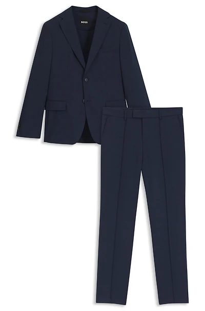 Patterned slim-fit suit stretch wool