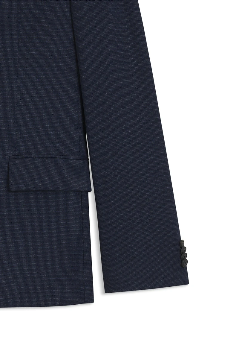 Slim-fit suit patterned stretch wool