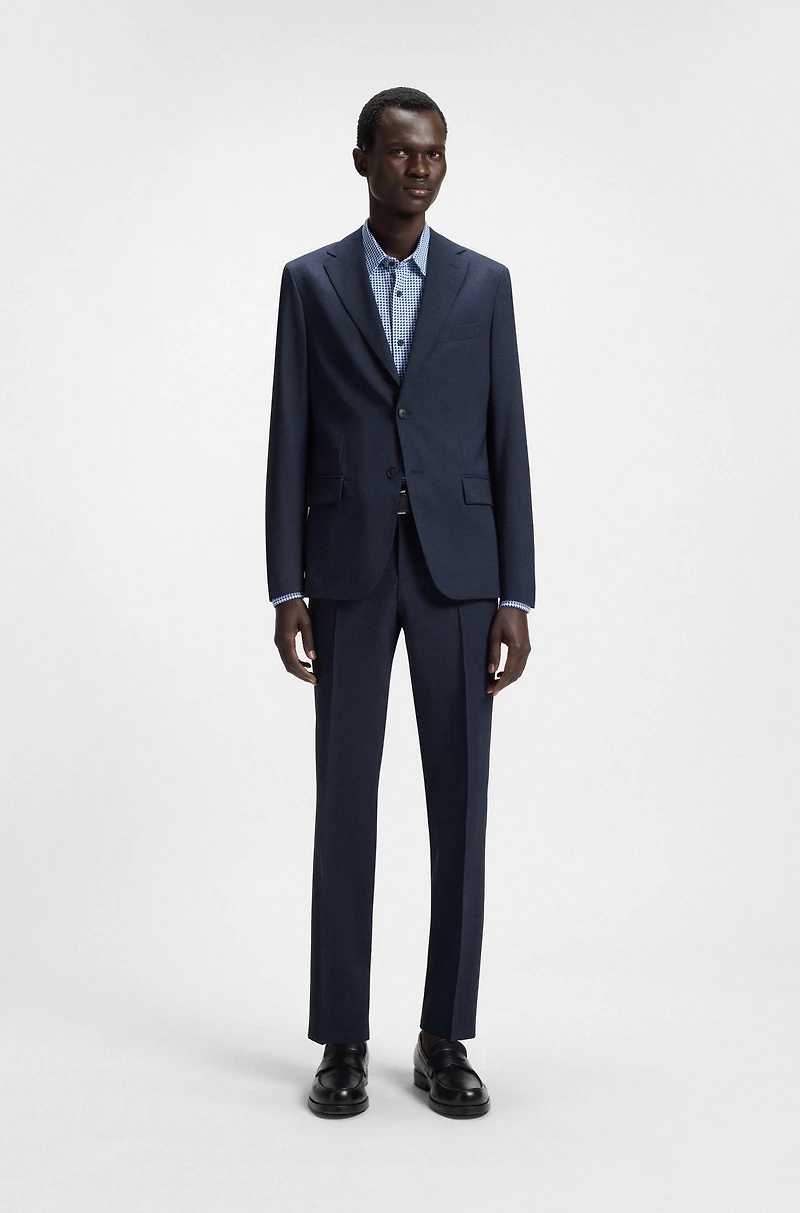 Slim-fit suit patterned stretch wool