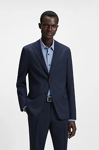 Slim-fit suit patterned stretch wool