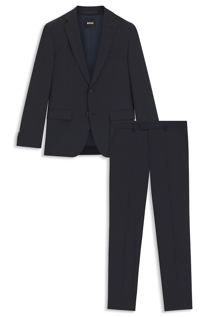 Slim-fit suit micro-patterned stretch fabric