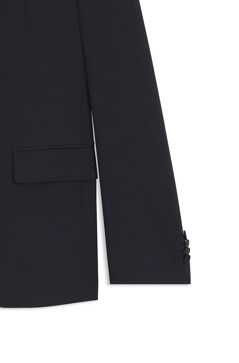 Slim-fit suit micro-patterned stretch fabric