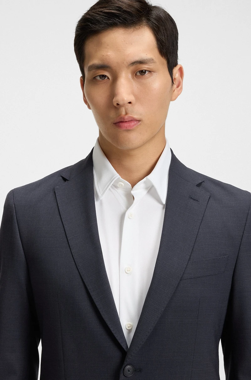 Slim-fit suit micro-patterned stretch fabric