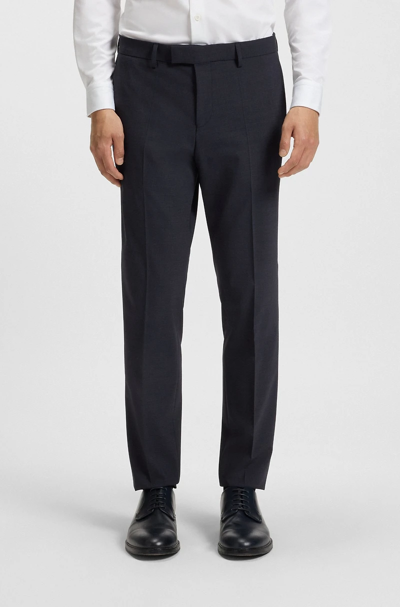 Slim-fit suit micro-patterned stretch fabric