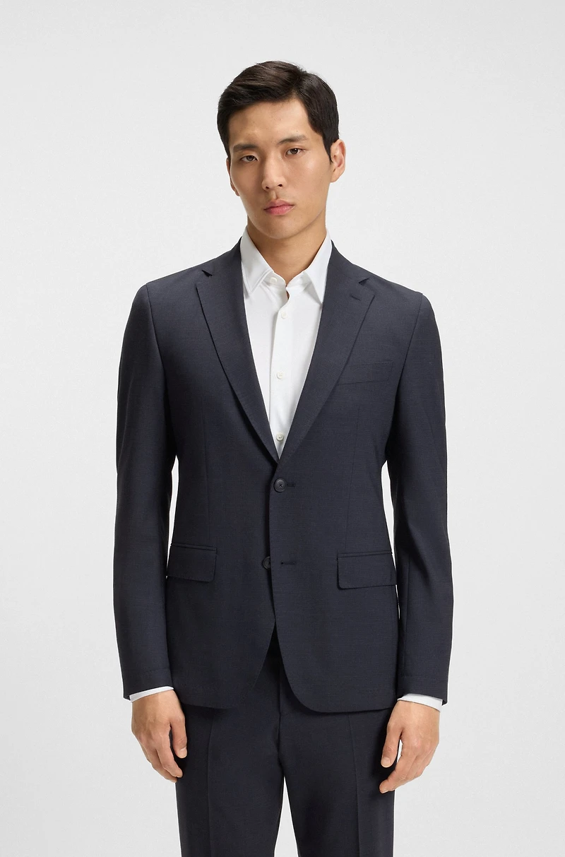 Slim-fit suit micro-patterned stretch fabric
