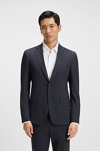 Slim-fit suit micro-patterned stretch fabric