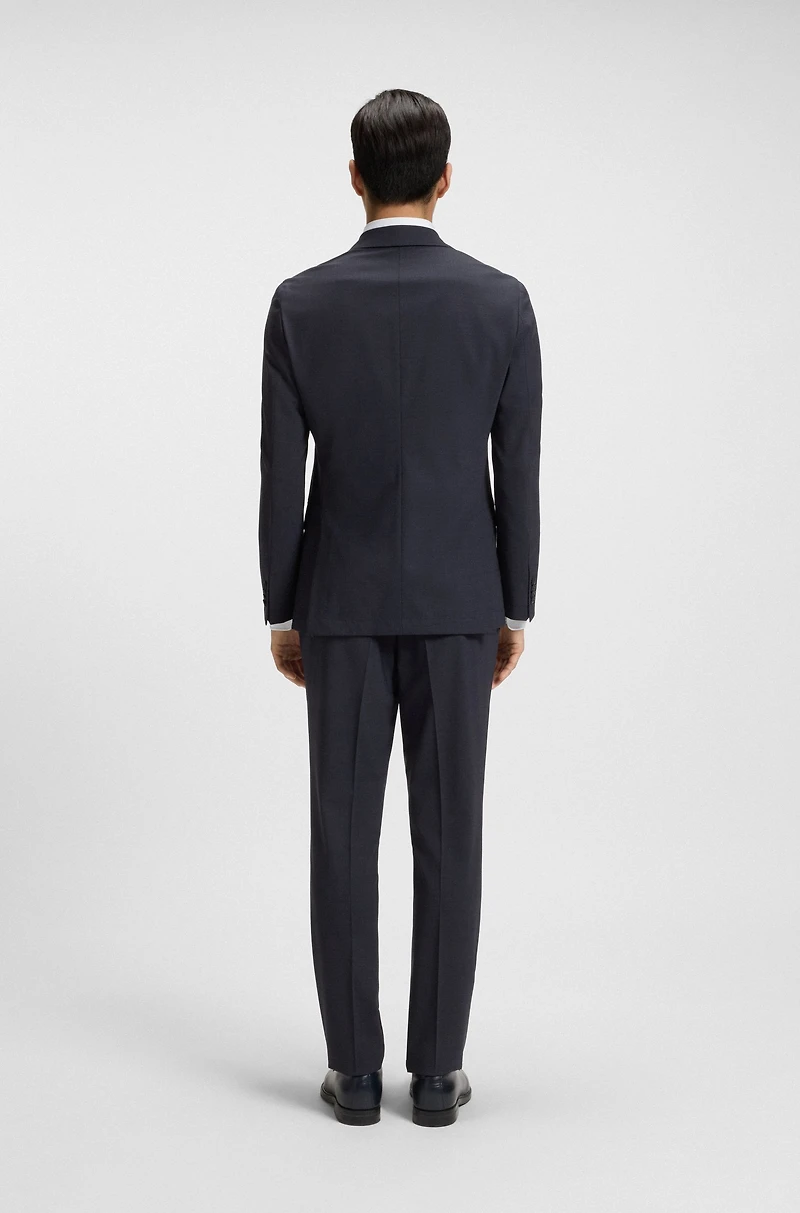 Slim-fit suit micro-patterned stretch fabric