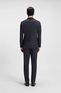 Slim-fit suit micro-patterned stretch fabric