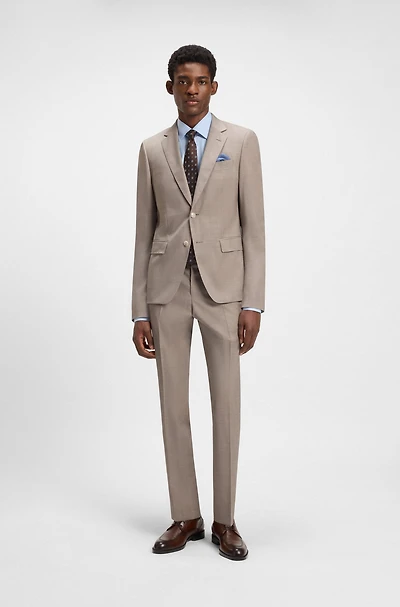 Melange slim-fit suit virgin wool