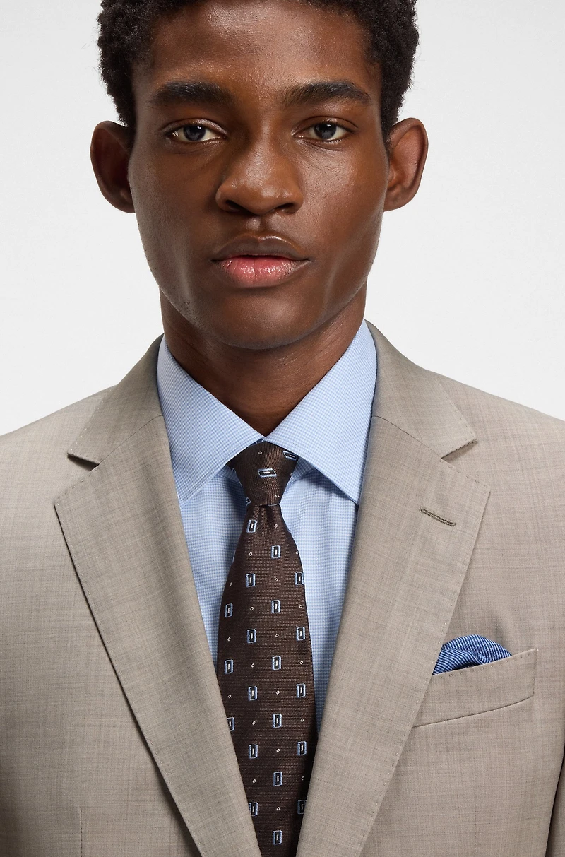 Melange slim-fit suit virgin wool