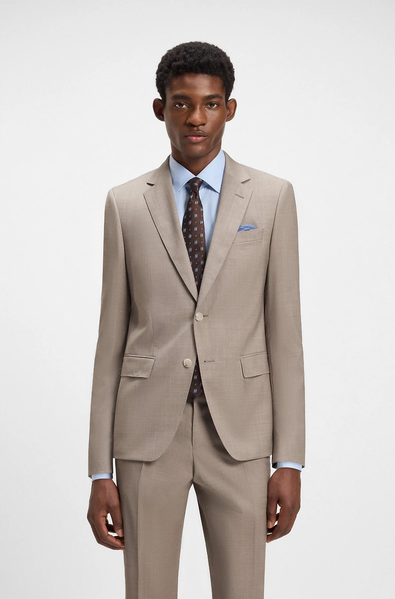 Melange slim-fit suit virgin wool