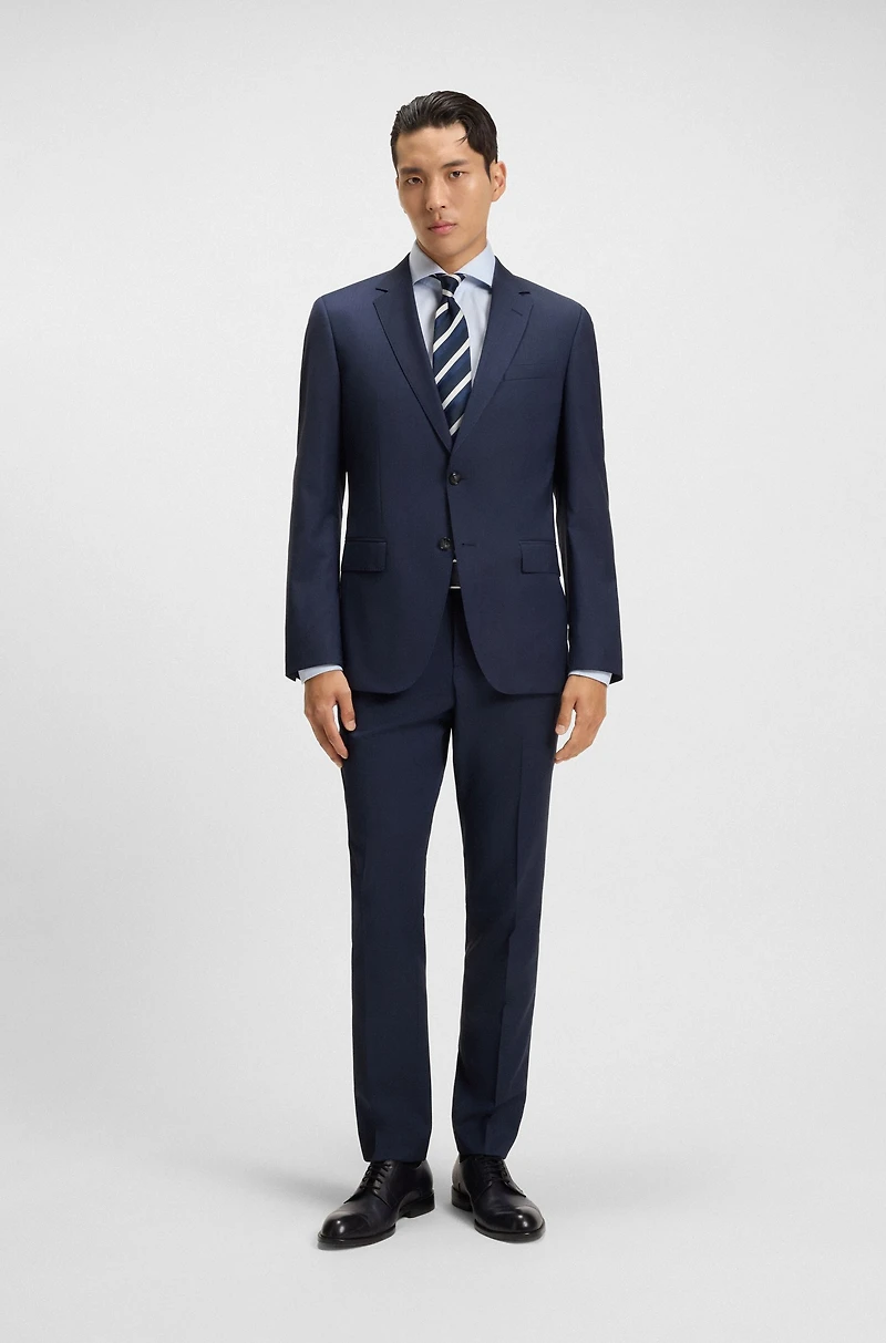Slim-fit three-piece suit melange wool