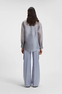 Long-sleeved blouse silk organza