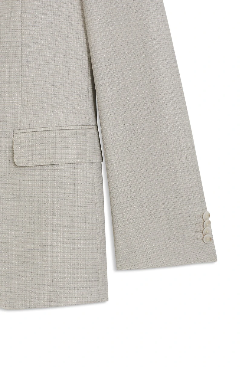 Slim-fit suit micro-patterned virgin wool