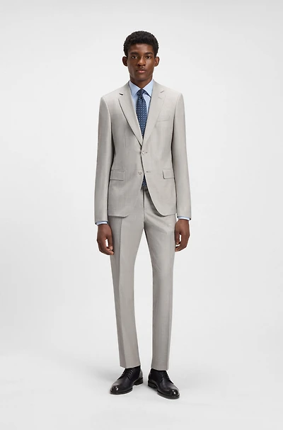 Slim-fit suit micro-patterned virgin wool