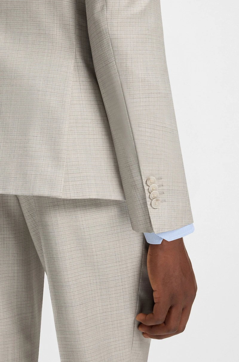 Slim-fit suit micro-patterned virgin wool