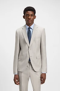Slim-fit suit micro-patterned virgin wool