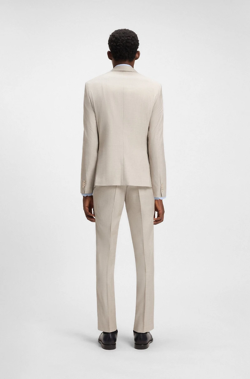 Slim-fit suit micro-patterned virgin wool