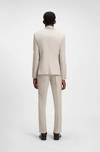 Slim-fit suit micro-patterned virgin wool